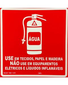 Placa Fotoluminescente E5 Extintor A - Água.